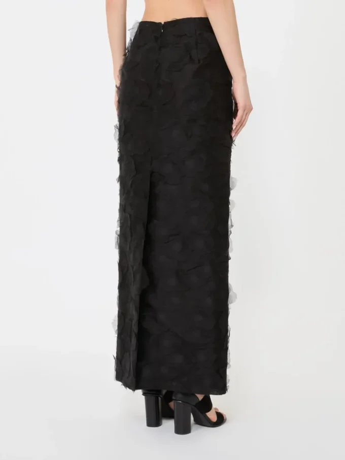 Silk jacquard midi skirt, black