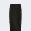 Silk jacquard midi skirt, black
