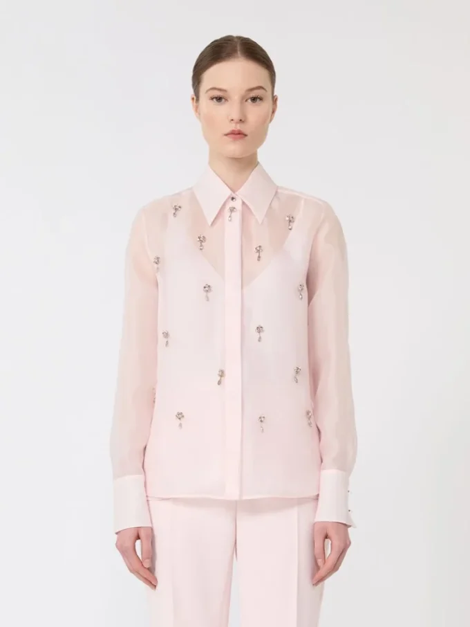 Silk organza shirt, pink