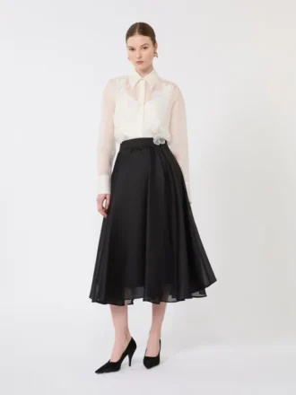 Silk circle skirt, black