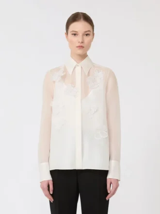 Silk organza shirt, white