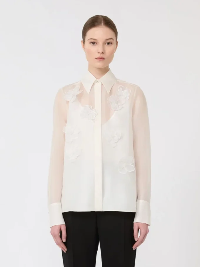Silk organza shirt, white