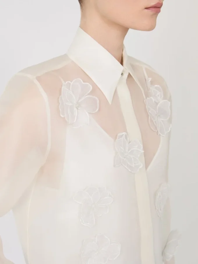 Silk organza shirt, white