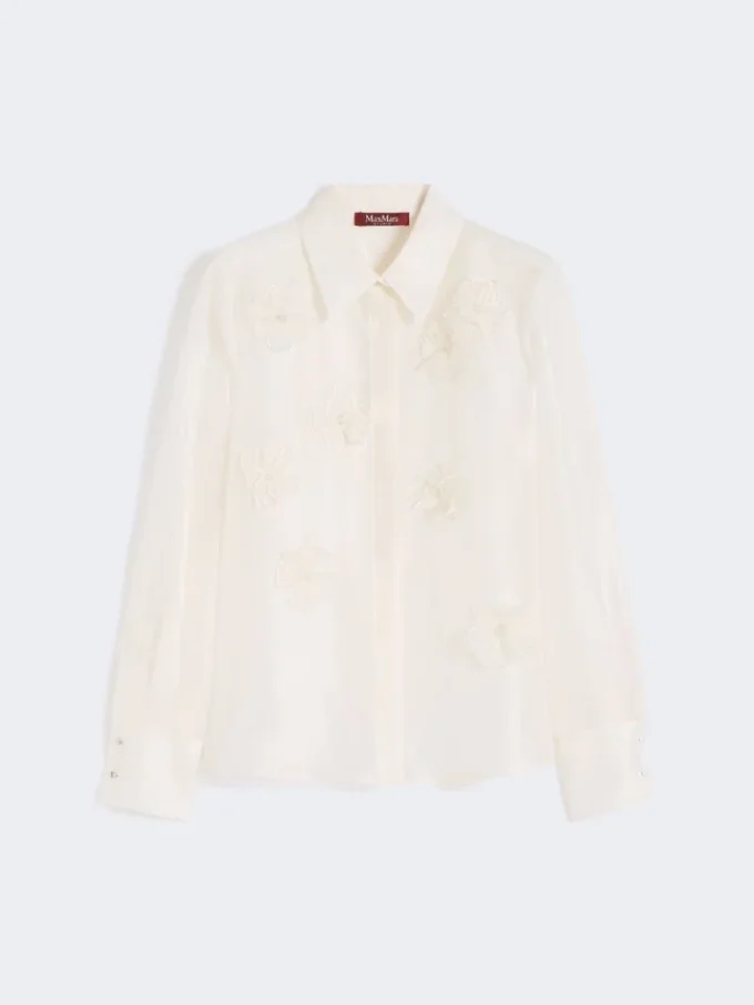 Silk organza shirt, white