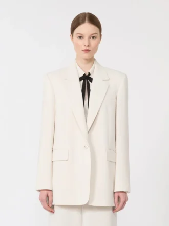 Single-breasted cady blazer, beige