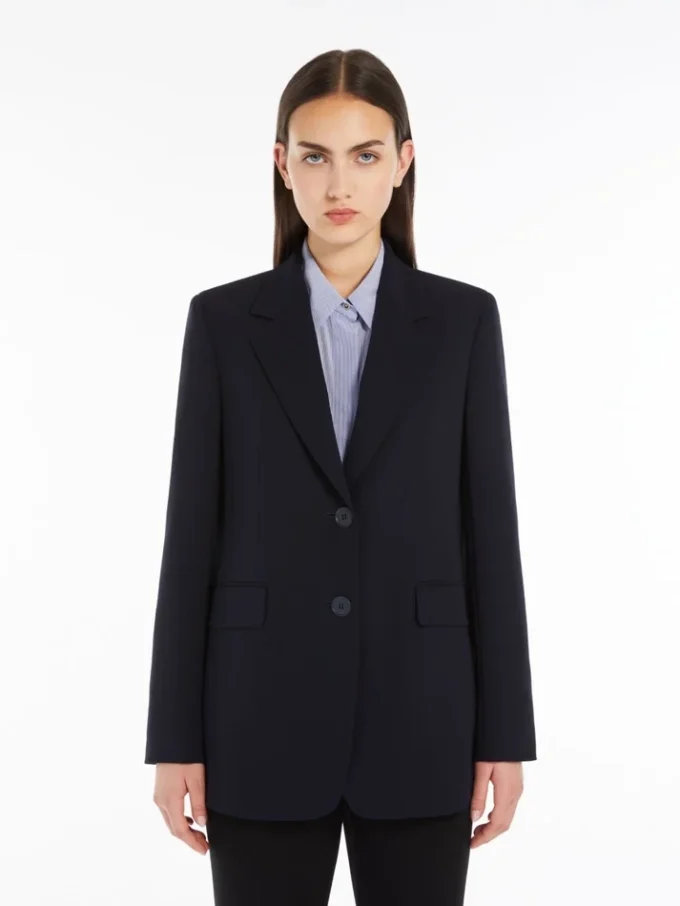 Single-breasted cady blazer, navy
