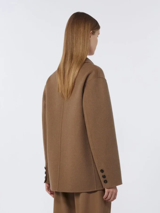 Single-breasted double-faced wool jacket, camel