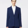 Single-breasted piqua jersey blazer, china blue
