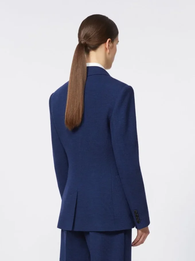 Single-breasted piqua jersey blazer, china blue