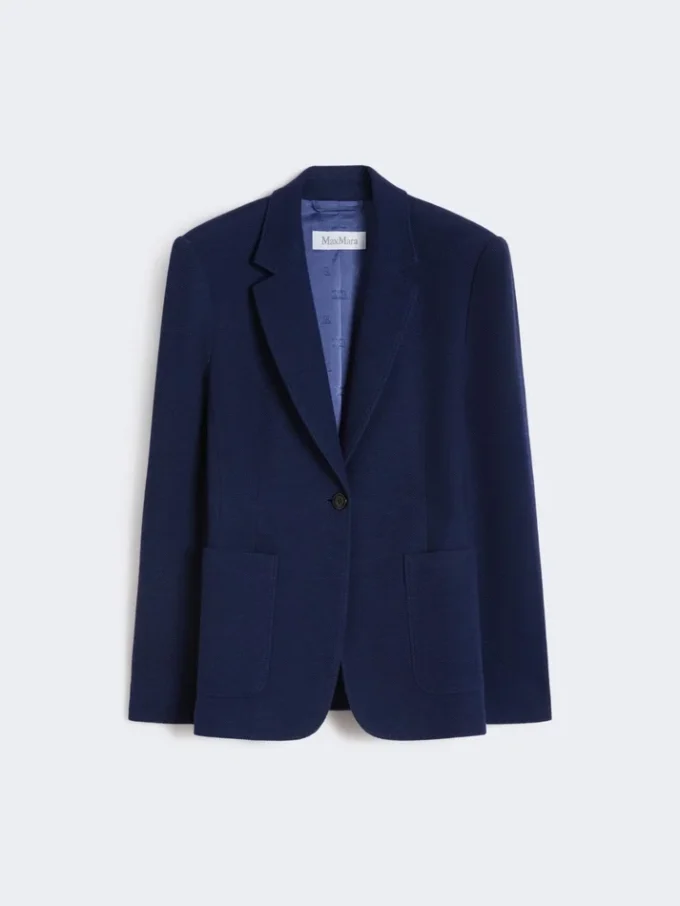 Single-breasted piqua jersey blazer, china blue