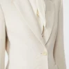 Single-breasted piqua jersey blazer, ivory