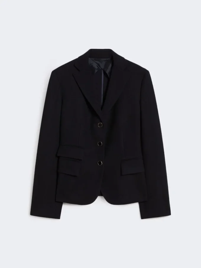 Single-breasted piqua jersey jacket, navy