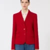 Single-breasted piqua jersey jacket, red
