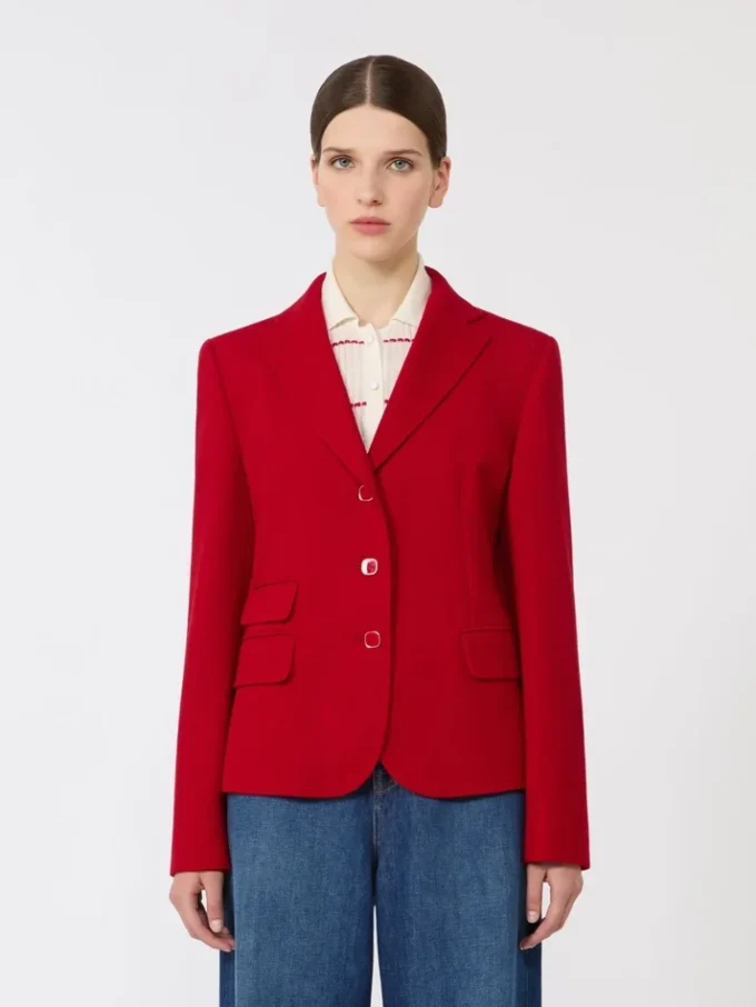 Single-breasted piqua jersey jacket, red