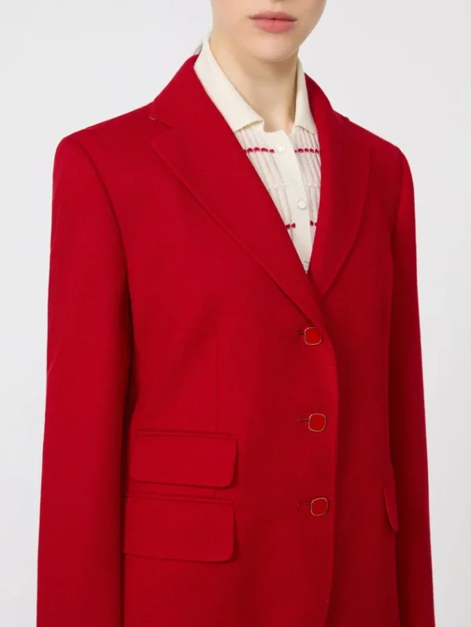 Single-breasted piqua jersey jacket, red