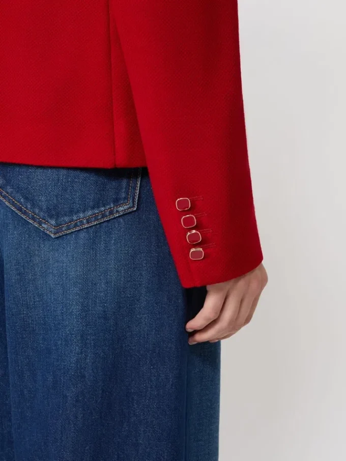 Single-breasted piqua jersey jacket, red