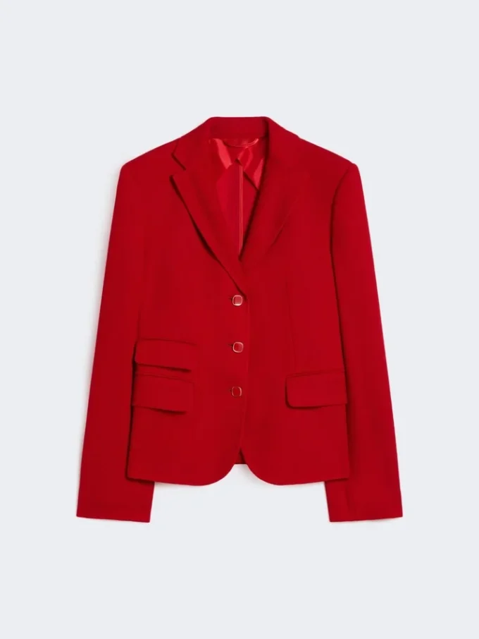 Single-breasted piqua jersey jacket, red