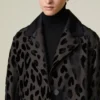 Single-breasted spotted velvet coat, black Single-breasted spotted velvet coat, black