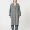 Single-breasted wool coat, medium grey