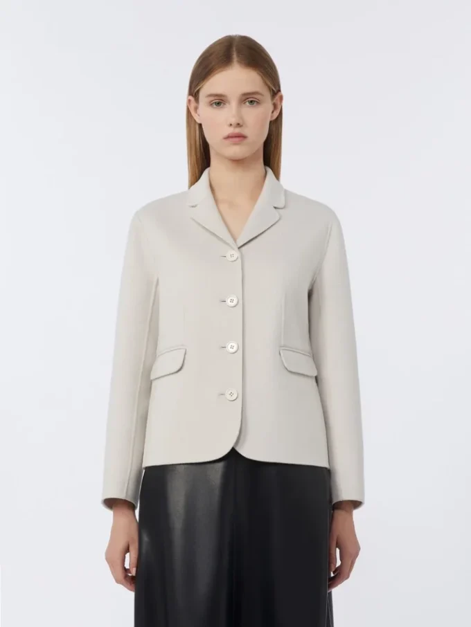 Single-breasted wool jacket, ivory
