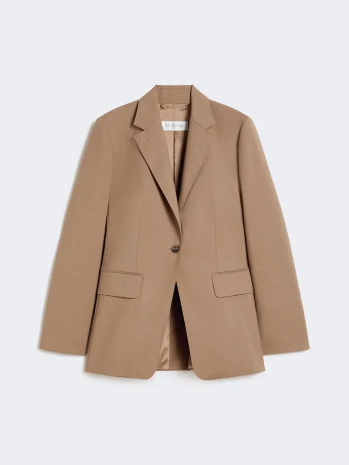 Single-breasted woollen cloth blazer, hazelnut brown Single-breasted woollen cloth blazer, hazelnut brown