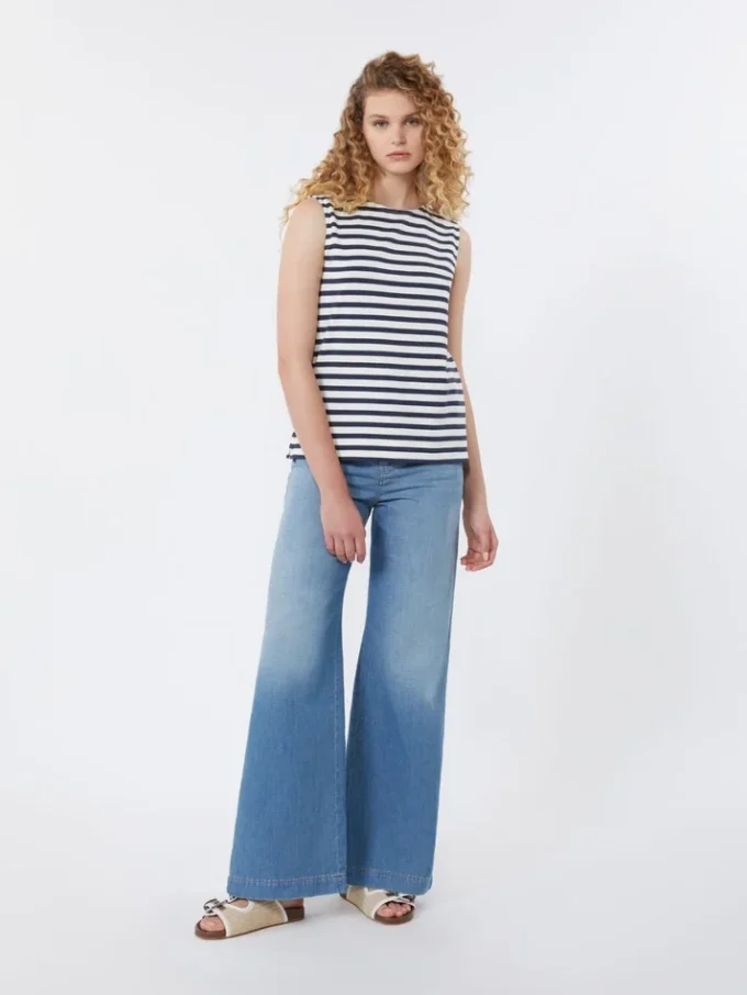 Sleeveless interlock jersey top, navy