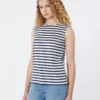 Sleeveless interlock jersey top, navy