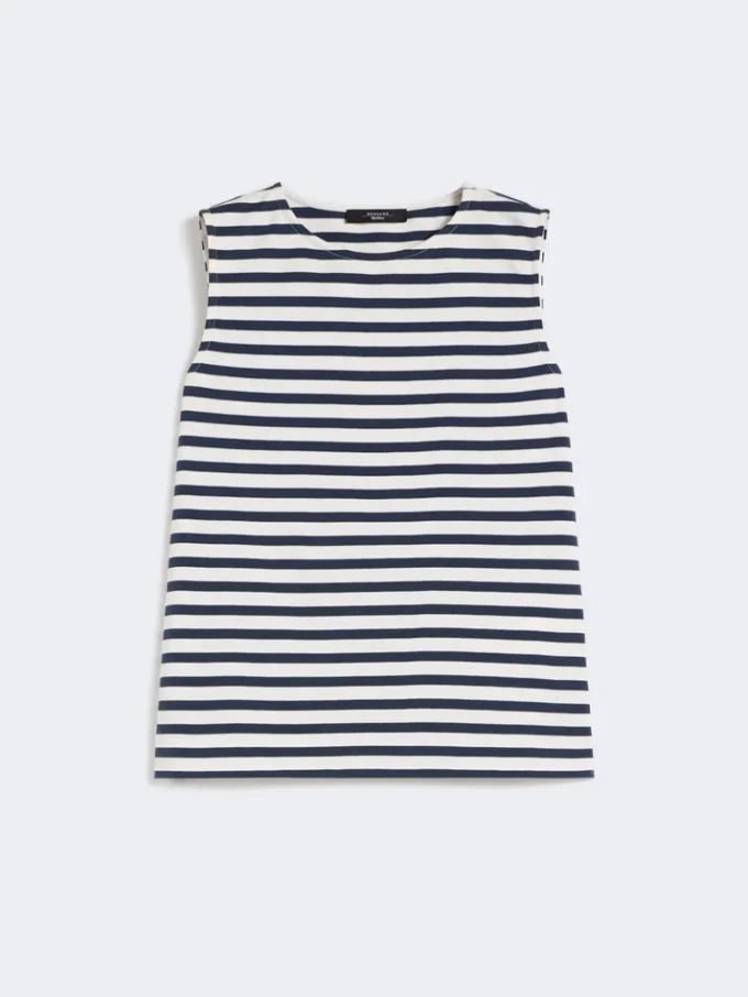 Sleeveless interlock jersey top, navy