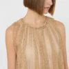Sleeveless jersey dress with crystals, camel