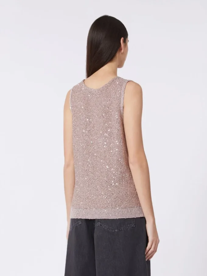 Sleeveless jumper with sequins, antique rose