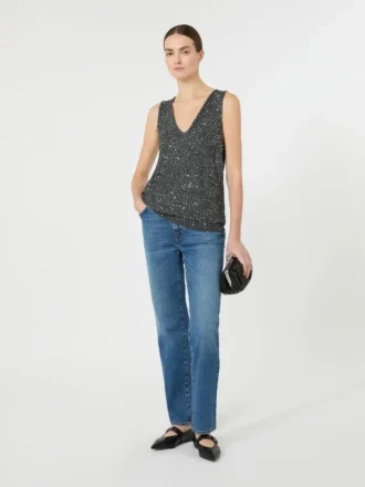 Sleeveless jumper with sequins, dark grey