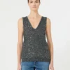 Sleeveless jumper with sequins, dark grey Sleeveless jumper with sequins, dark grey