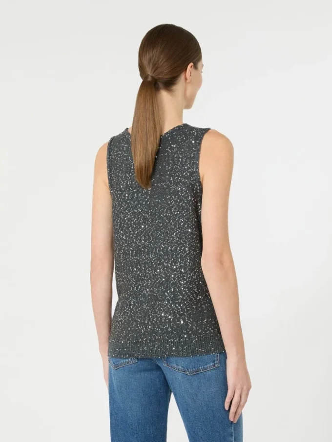 Sleeveless jumper with sequins, dark grey Sleeveless jumper with sequins, dark grey