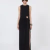 Sleeveless stretch jersey dress, black Sleeveless stretch jersey dress, black