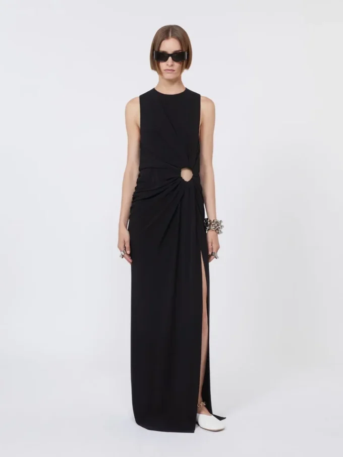 Sleeveless stretch jersey dress, black Sleeveless stretch jersey dress, black