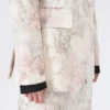 Slim-fit blazer in printed organza and gabardine, white
