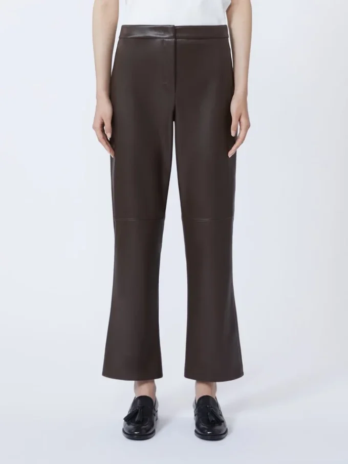 Slim-fit coated fabric trousers, chocolate