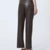 Slim-fit coated fabric trousers, chocolate