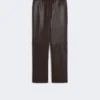 Slim-fit coated fabric trousers, chocolate