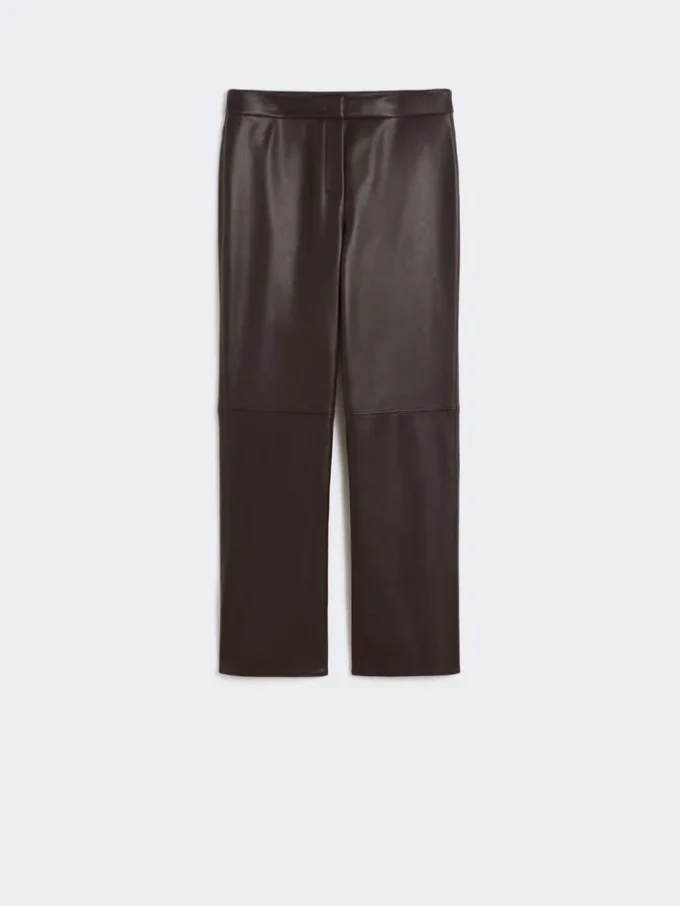 Slim-fit coated fabric trousers, chocolate