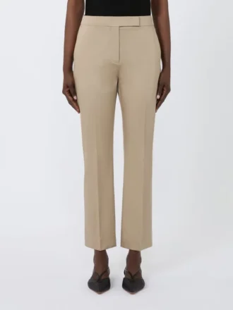 Slim-fit cotton satin trousers, kaki