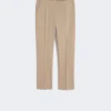 Slim-fit cotton satin trousers, kaki