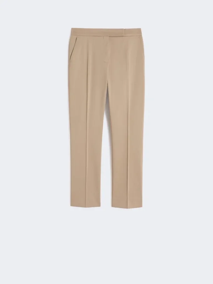 Slim-fit cotton satin trousers, kaki