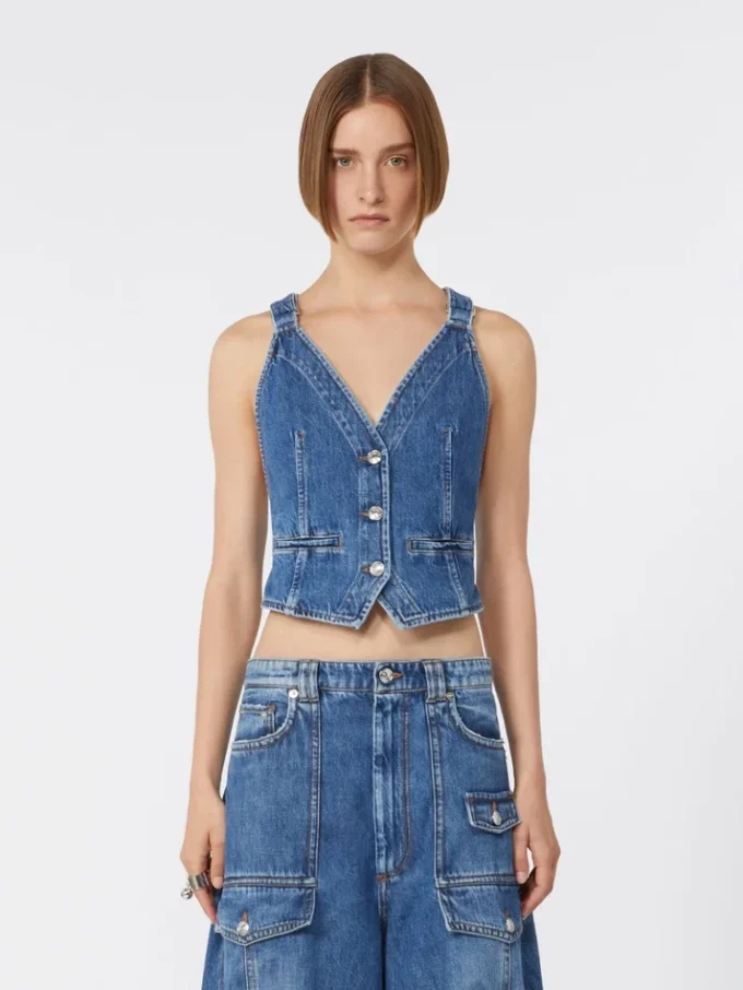 Slim-fit denim gilet, midnightblue