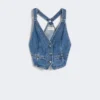 Slim-fit denim gilet, midnightblue