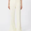 Slim-fit flared trousers in viscose, ivory
