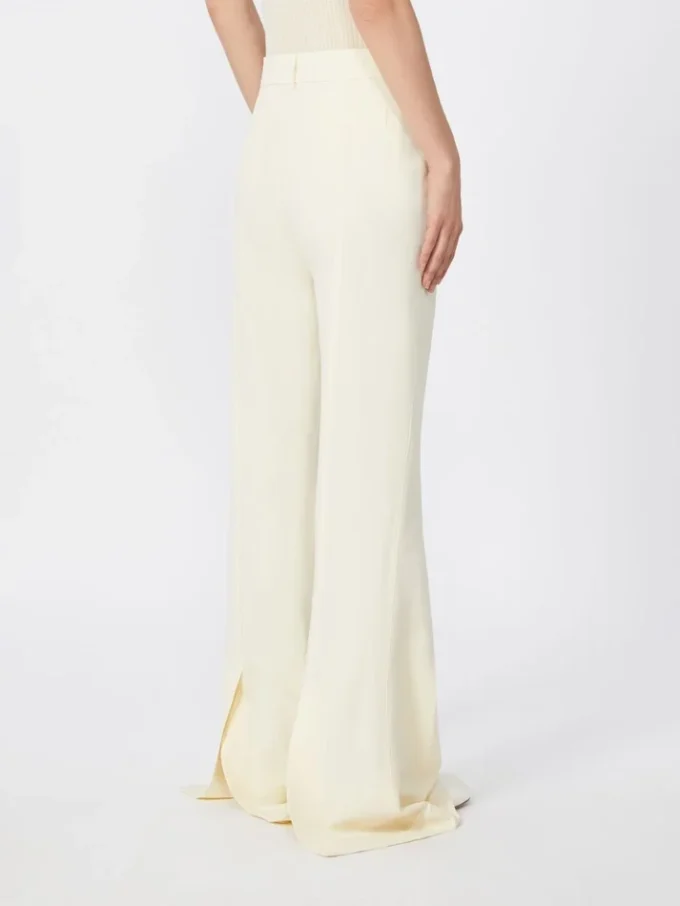 Slim-fit flared trousers in viscose, ivory