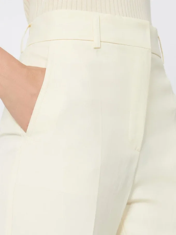 Slim-fit flared trousers in viscose, ivory