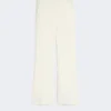 Slim-fit flared trousers in viscose, ivory
