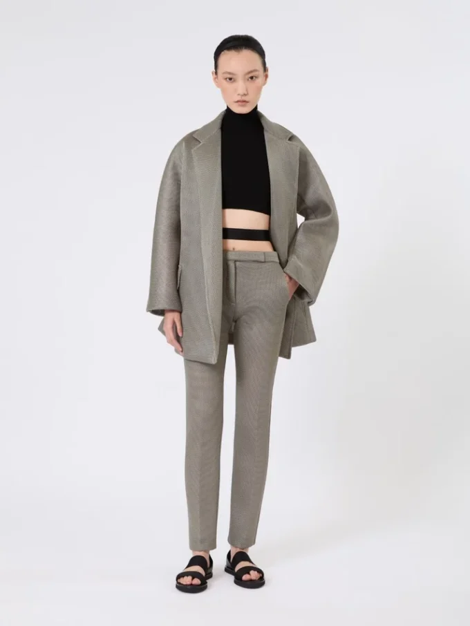 Slim-fit jersey mesh trousers, medium grey